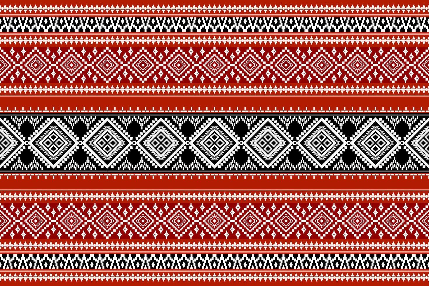 Seamless white floral damask tracery oriental shape with black geometric ethnic tradition pattern texture on red background vector