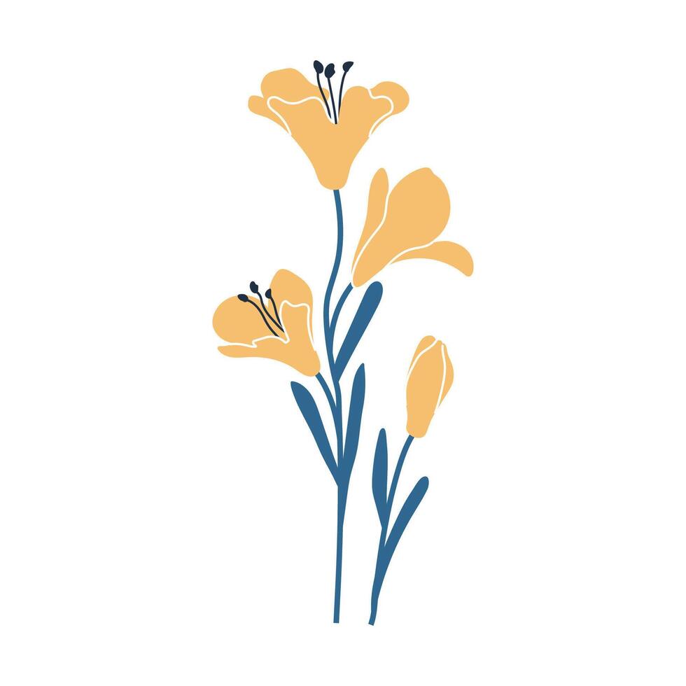Simple illustration of yellow lilies. Perfect for creating minimalist and modern floral designs. vector