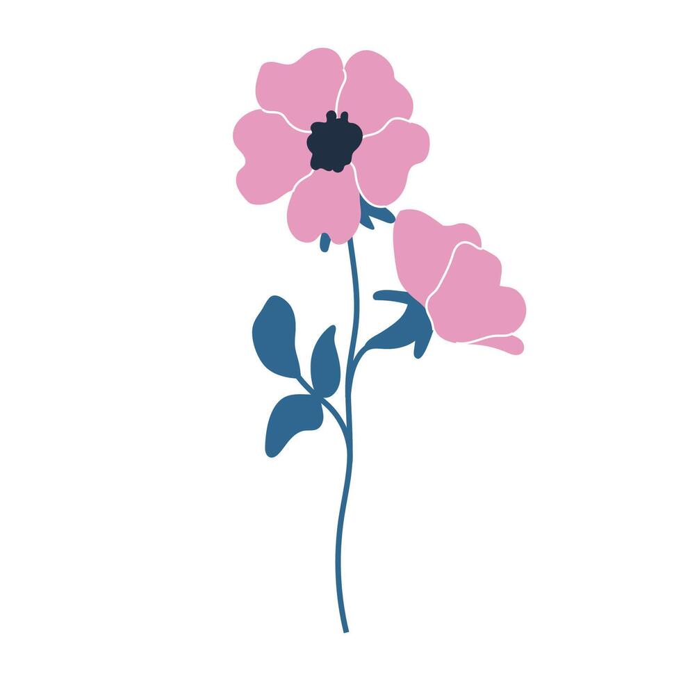 Simple illustration of pink dog rose flowers. Perfect for creating minimalist floral designs. vector