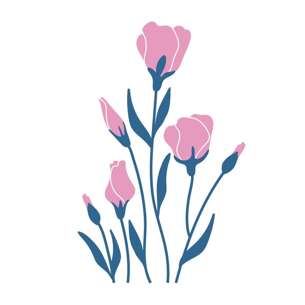 Simple illustration of pink eustomas. Perfect for creating minimalist and modern floral designs. vector