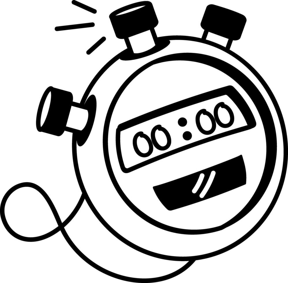 A hand drawn style icon of digital stopwatch vector