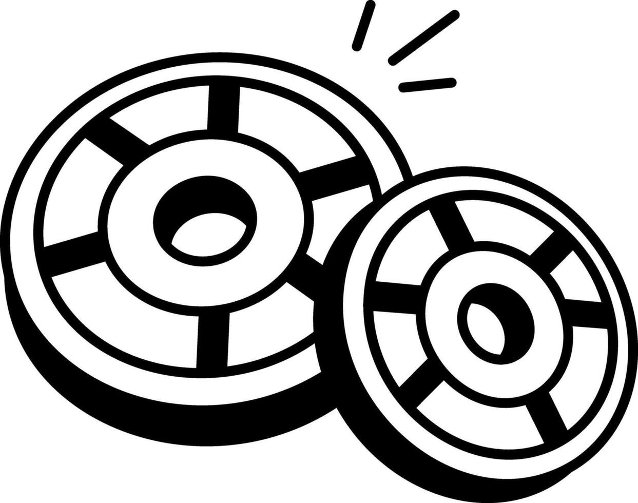 A hand drawn icon of gym weight plates vector