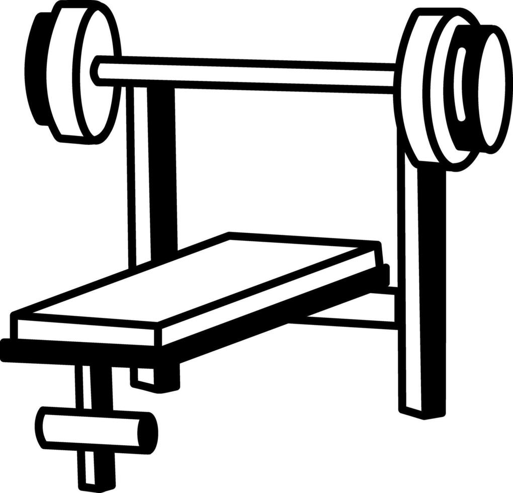 A hand drawn icon of gym bench press vector