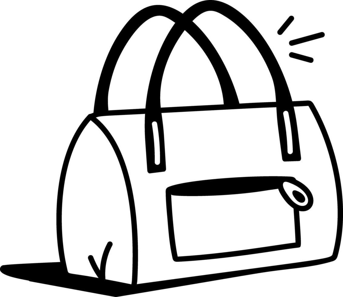 A hand drawn icon of a gym bag vector