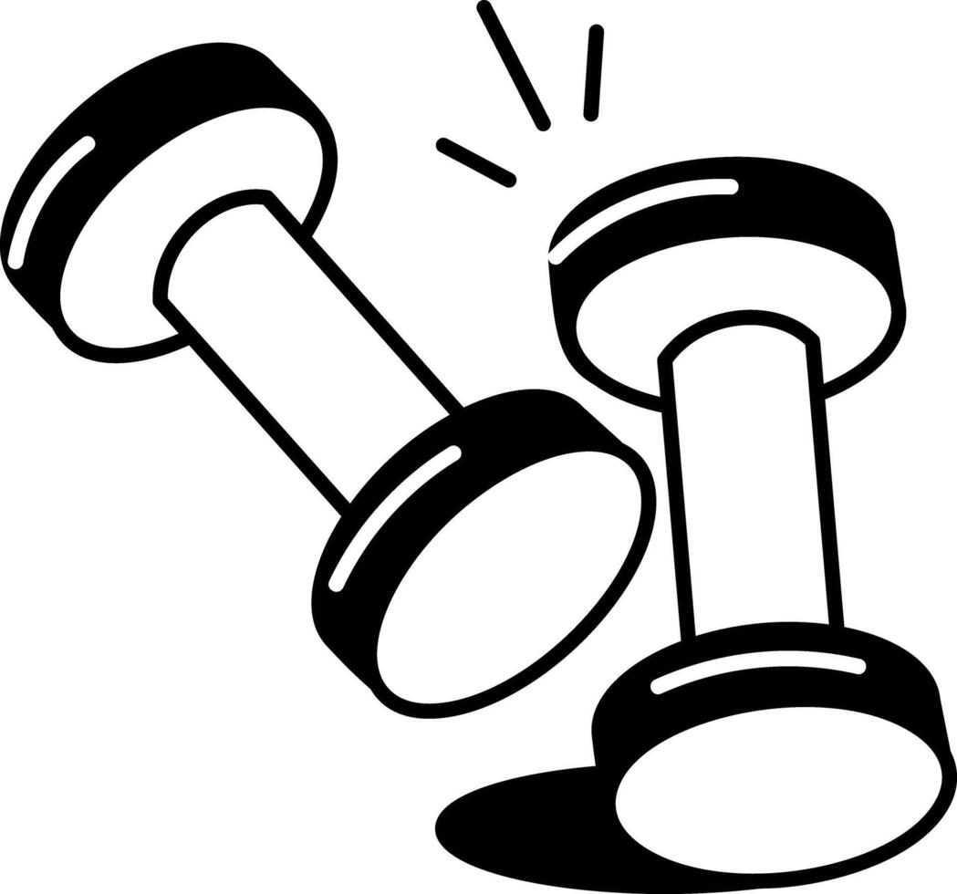 Gym dumbbells icon in doodle style vector