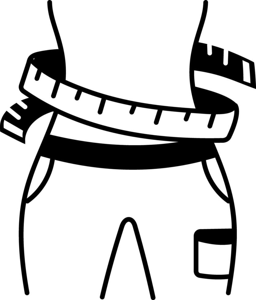A hand drawn icon of belly measurement vector