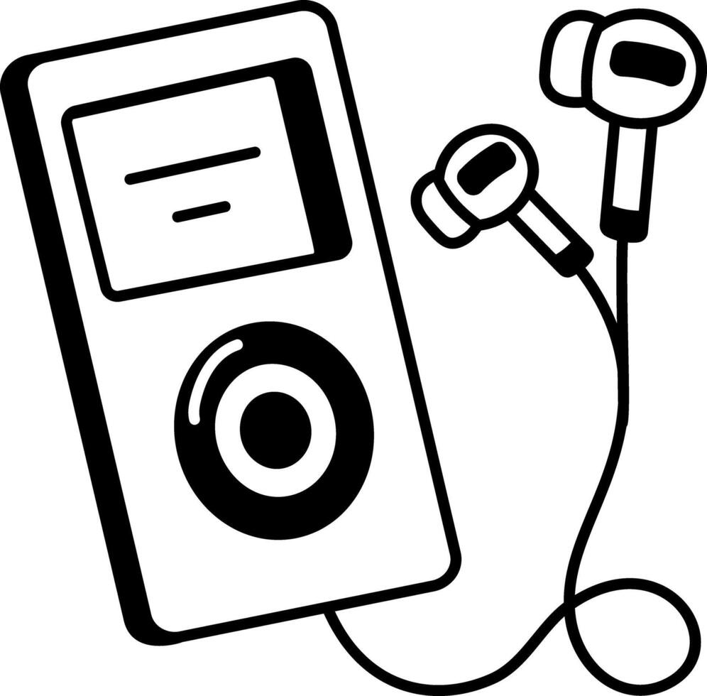 Music player icon in hand drawn style vector
