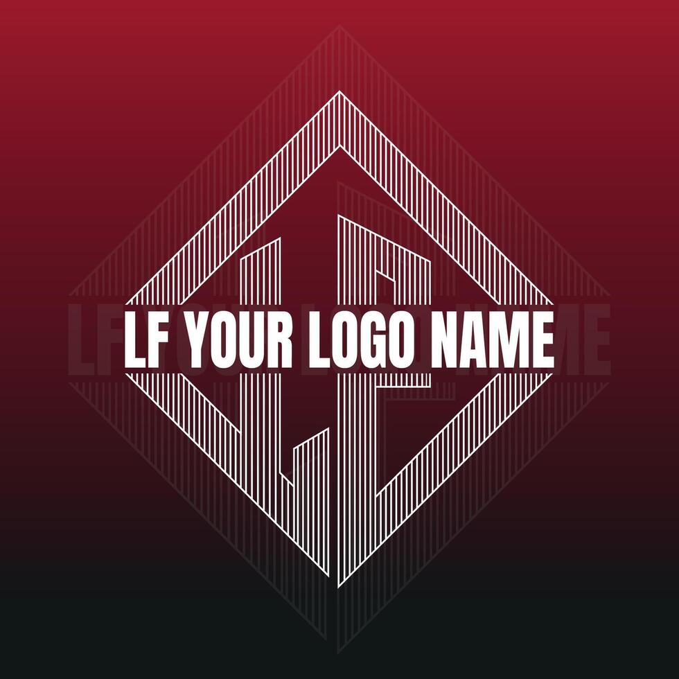 LF text logo design with vertical gap texture vector