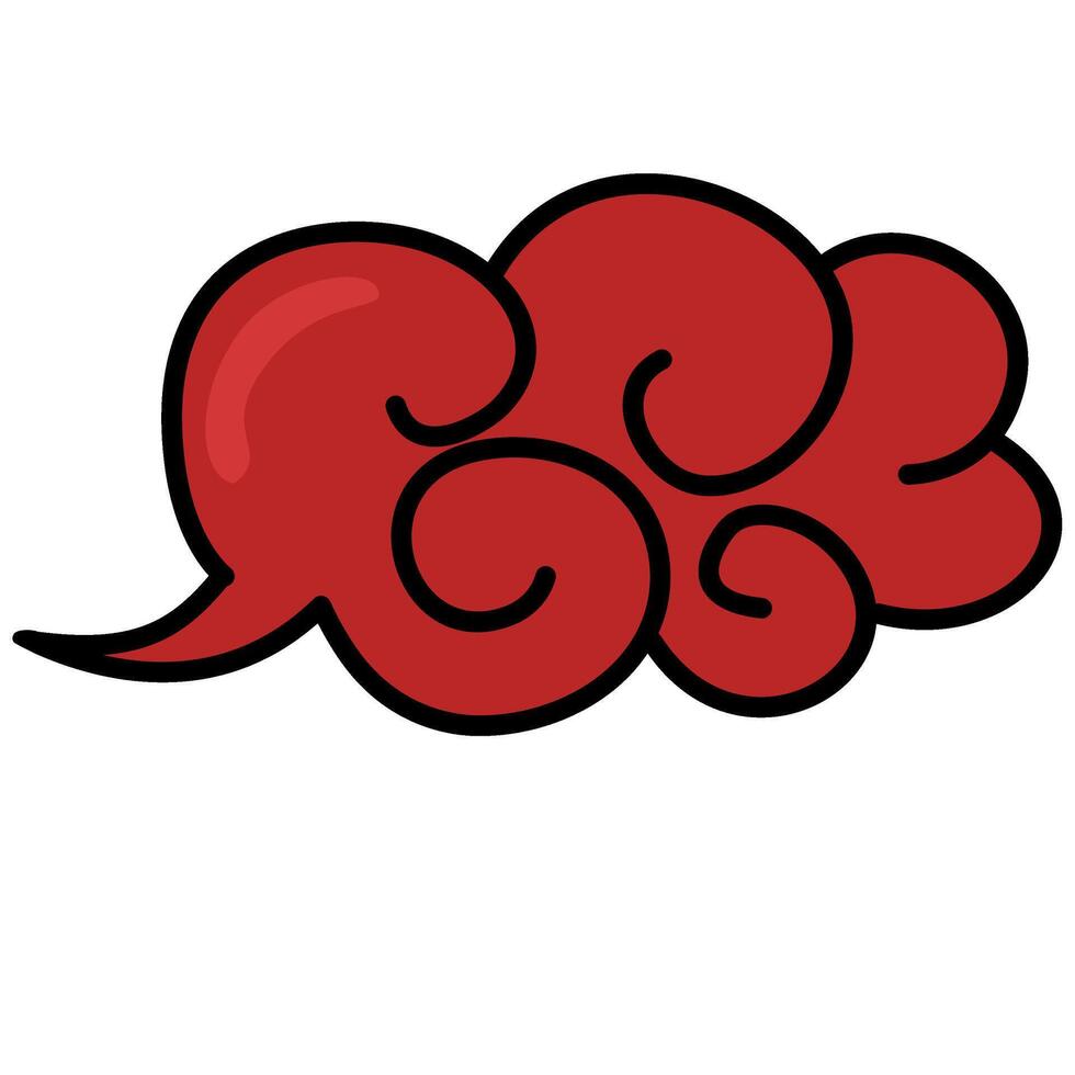 A red cloud with black outlines vector
