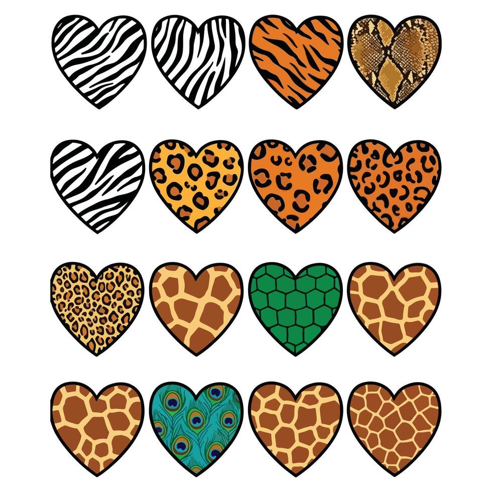 animal print heart clip art vector