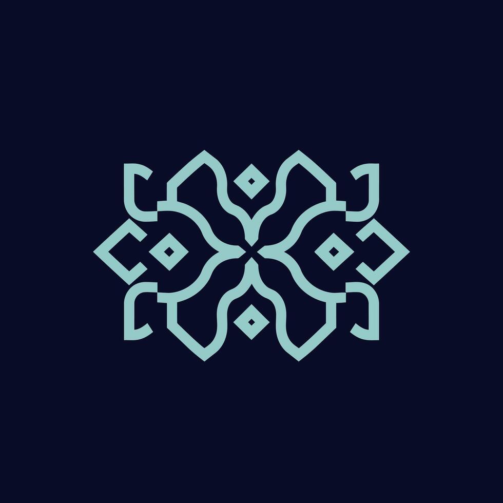 Intricate geometric patterns in light blue on dark background showcasing modern flat design style illustration vector