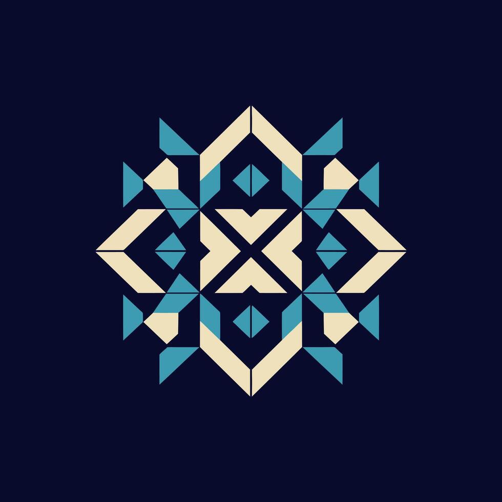 Geometric abstract pattern with blue and cream shapes in a minimal style, vibrant art vector