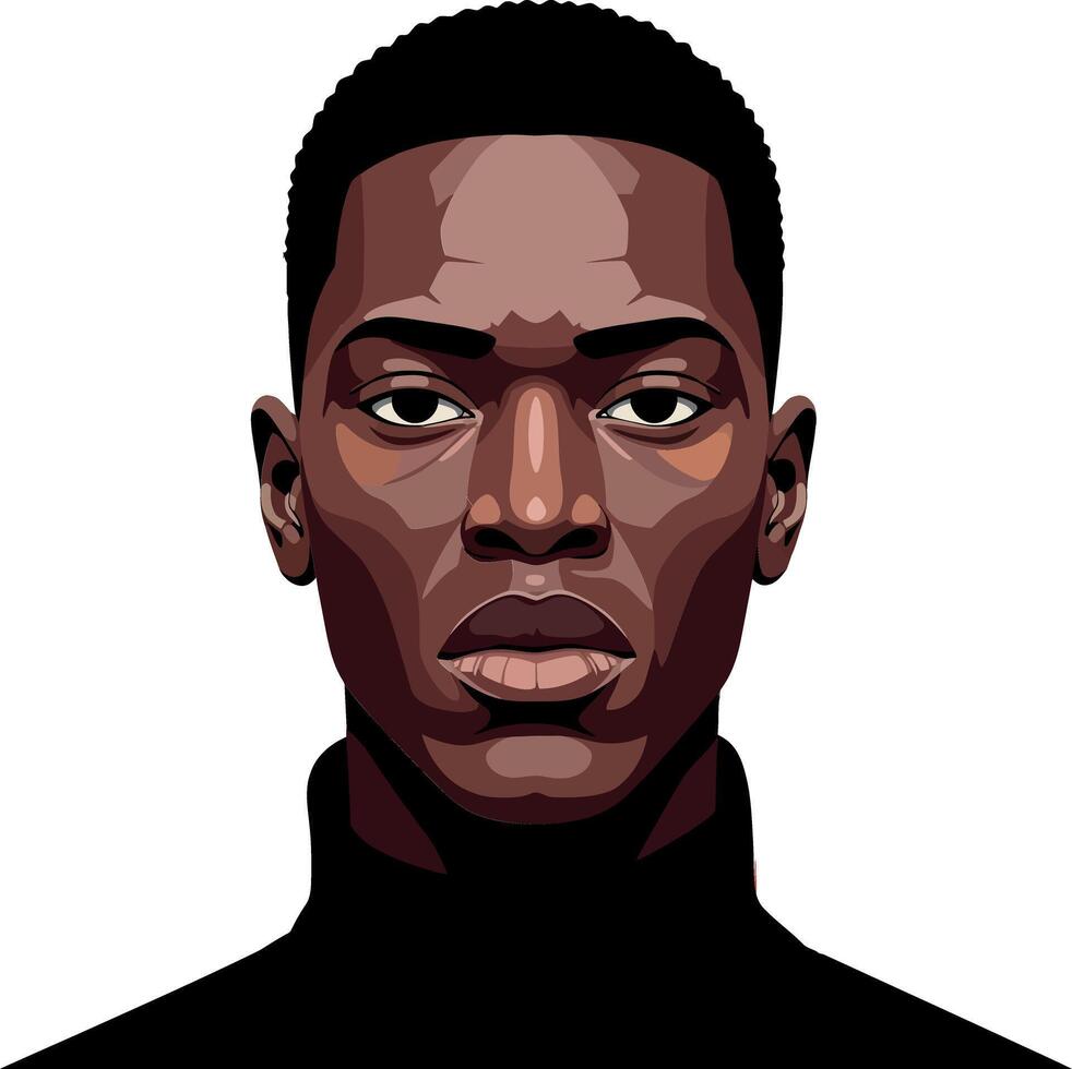 Detailed portrait of a confident man with a serious expression in a minimal illustration vector