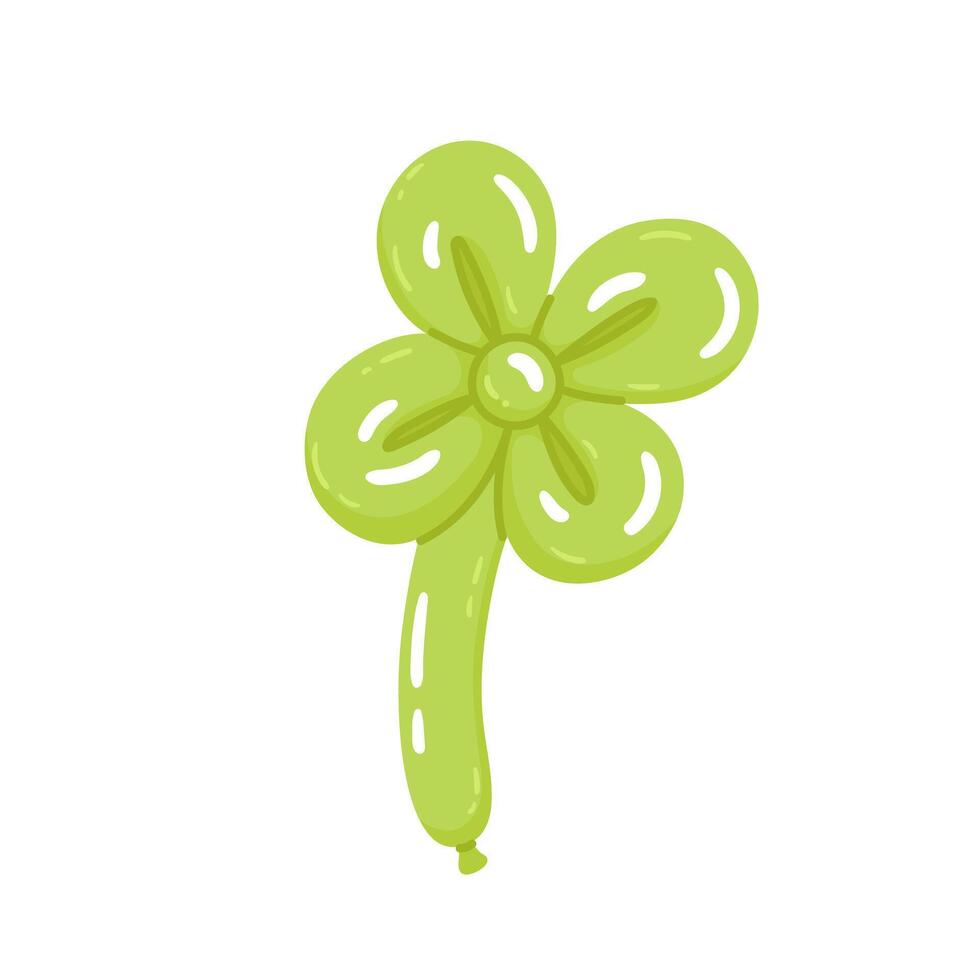 Realistic shaped balloon, clover plant. Twisted helium latex ballon. Lucky charm green shamrock. Fortune symbol for good luck and success. Saint Patrick's Day. Isolated flat illustration vector