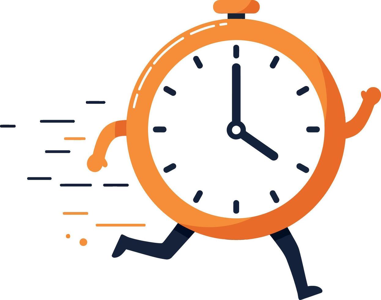Running stopwatch character in a flat design style highlighting speed and urgency in art vector
