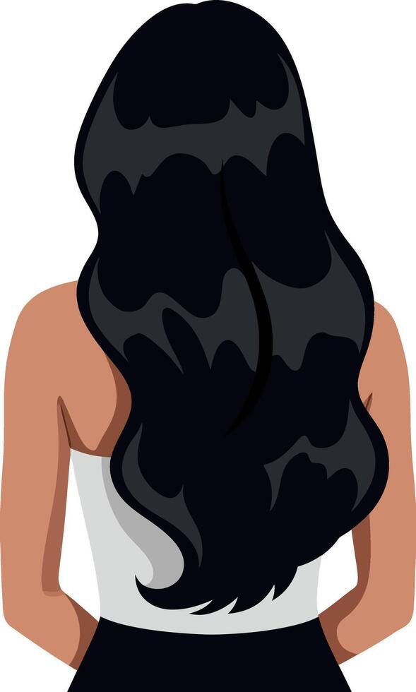 Woman with Long Black Hair Wearing a Stylish Top in Minimalist Illustration vector