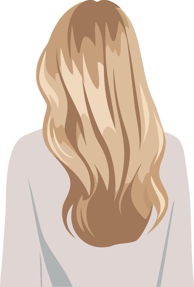 Woman with long, wavy blonde hair wearing a white top in minimal illustration vector
