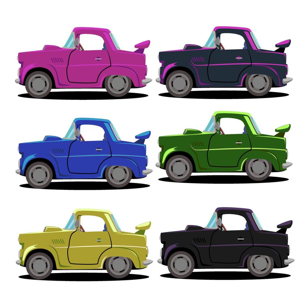 set of colorful cars racing vector