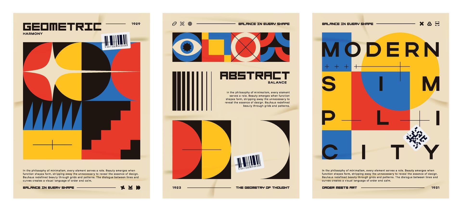 Set Of Bauhaus Poster Design Templates vector