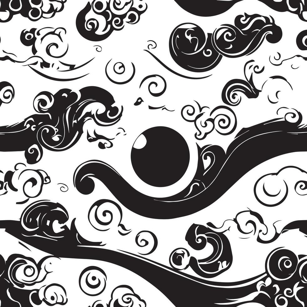Seamless Yin Yang and Zen Pattern vector