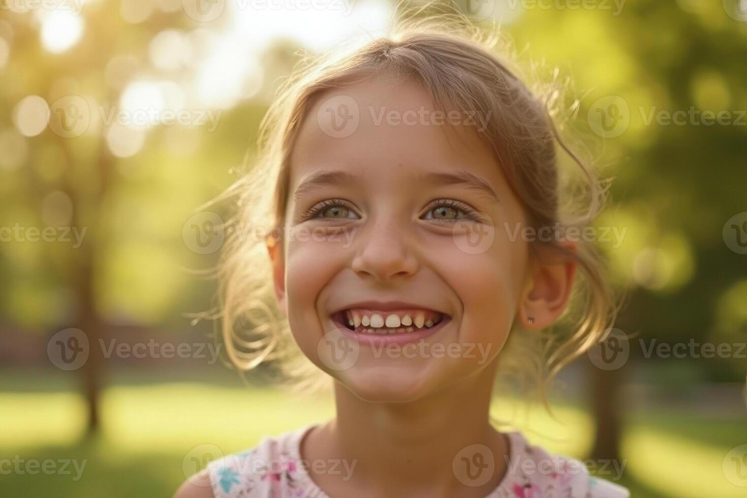 A child is enjoying a beautiful sunny day outdoors photo
