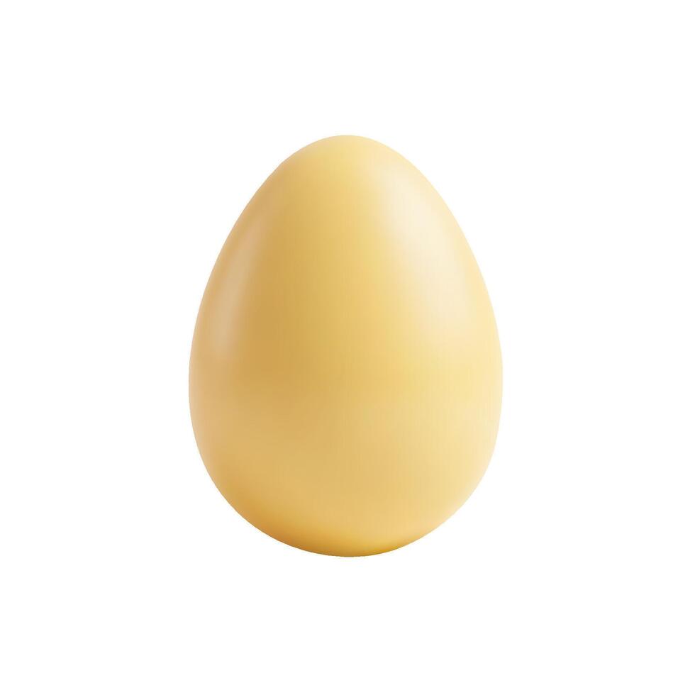 Yellow egg with smooth surface casting soft shadow on clean white background vector