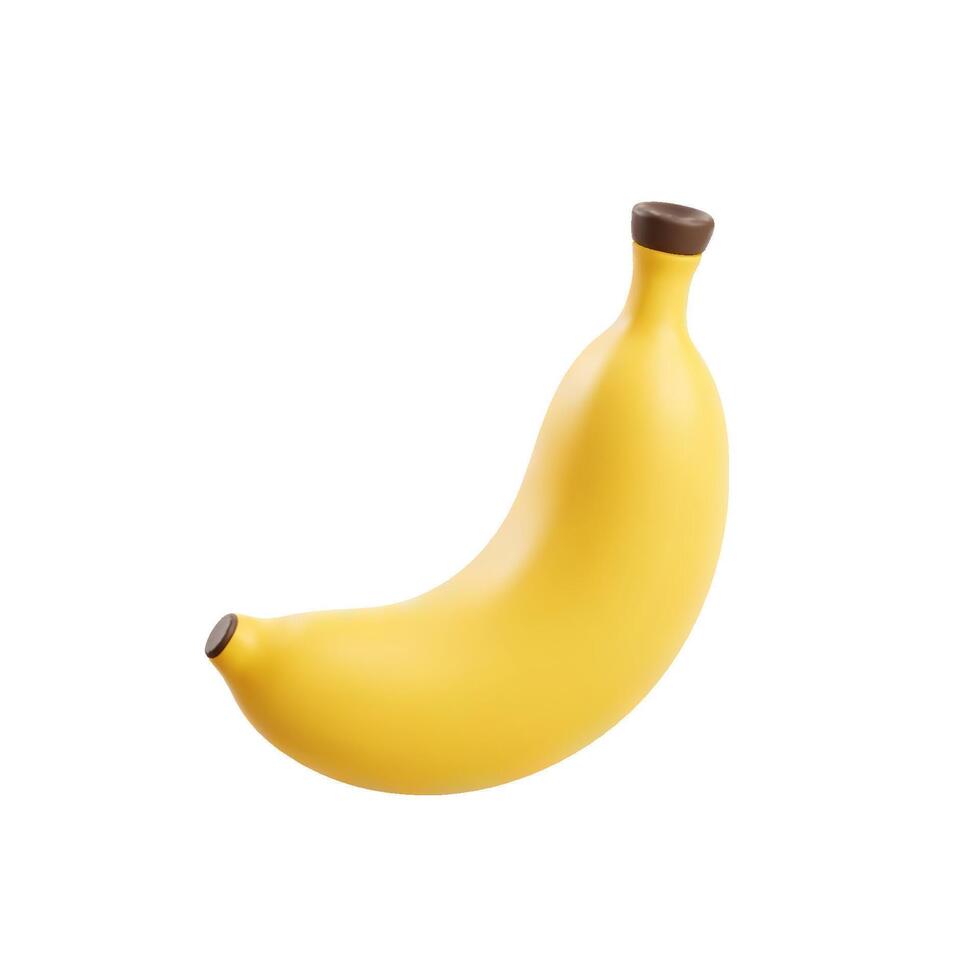 Yellow banana with brown tips on white background in simple composition and studio lighting vector