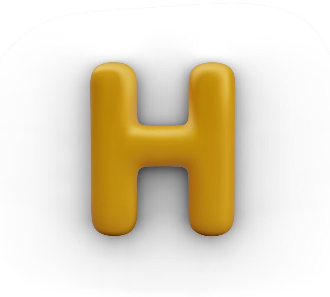Metal capital letter H. One large text element closeup. Constituent part for headings, names, titles vector