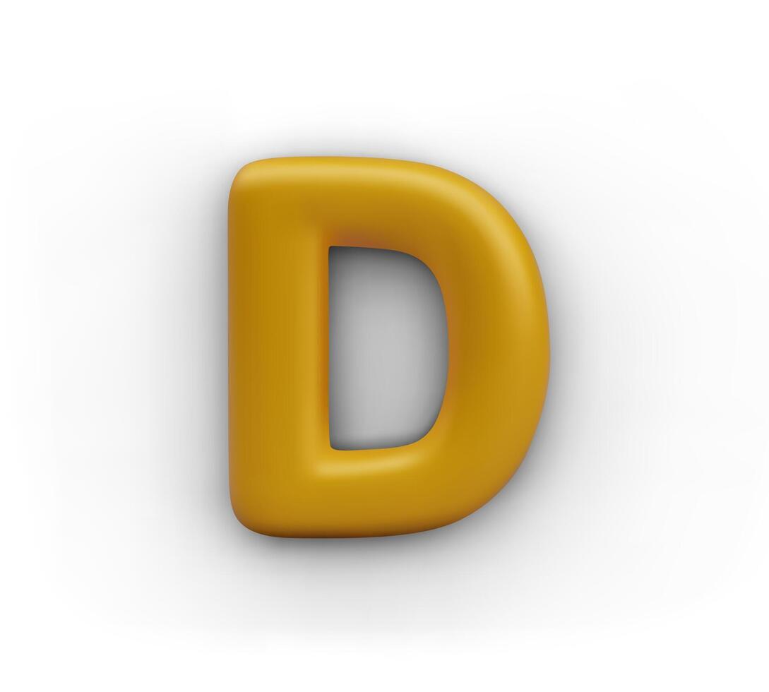 Capital letter D for web design, greeting concepts. Gold isolated text element vector