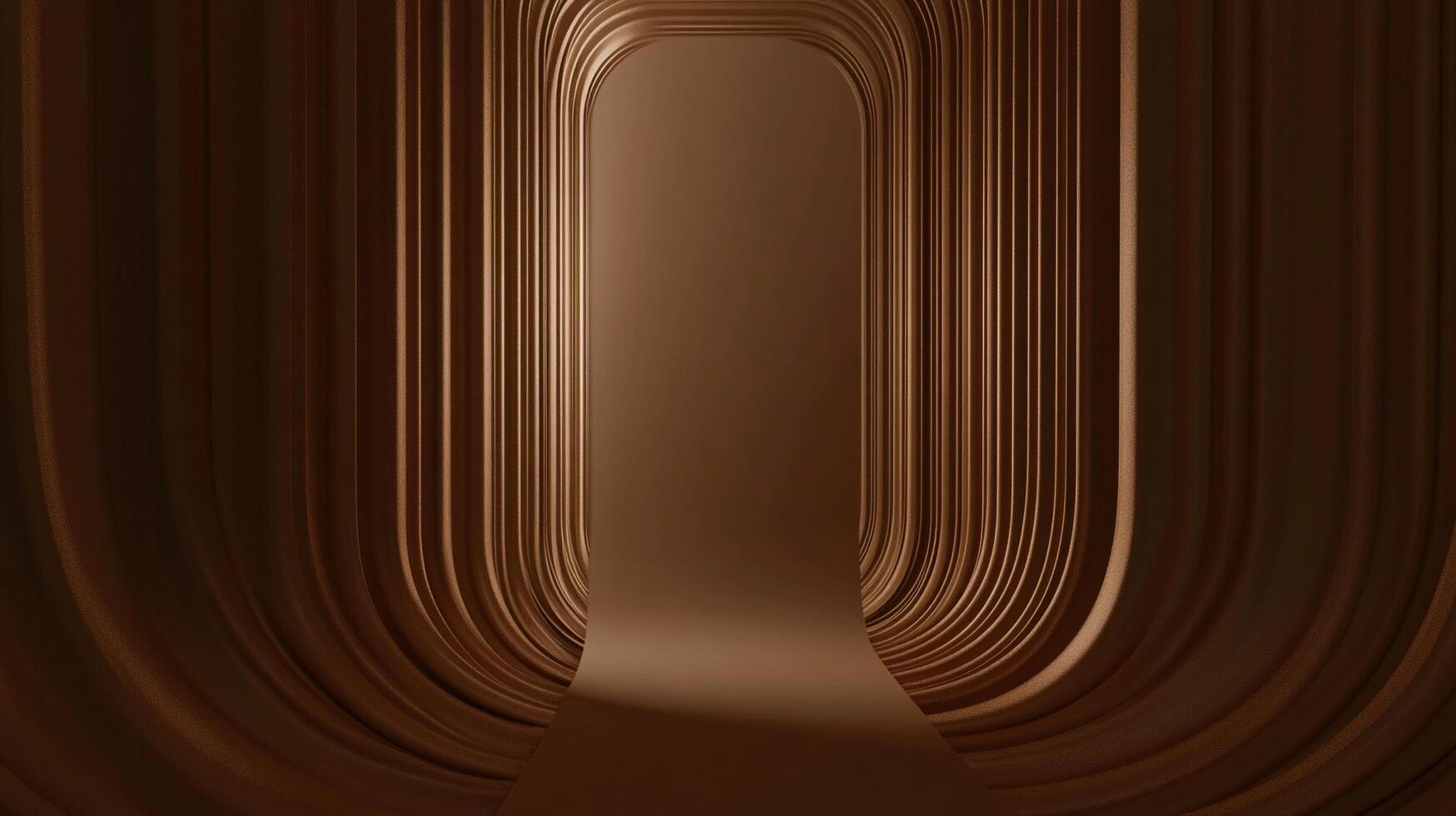 Abstract chocolate tunnel. Seamless pattern of curved lines in a corridor, creating a sense of depth. Monochromatic design element. photo
