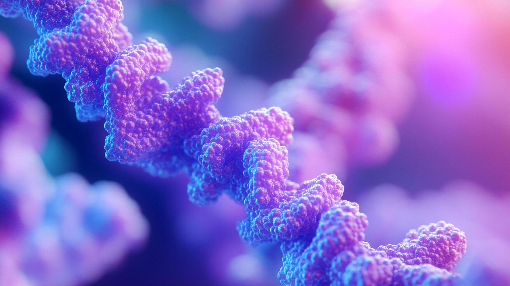Abstract fractal design with purple hues against a blurred background evokes organic forms, reminiscent of cells or molecular structures. photo