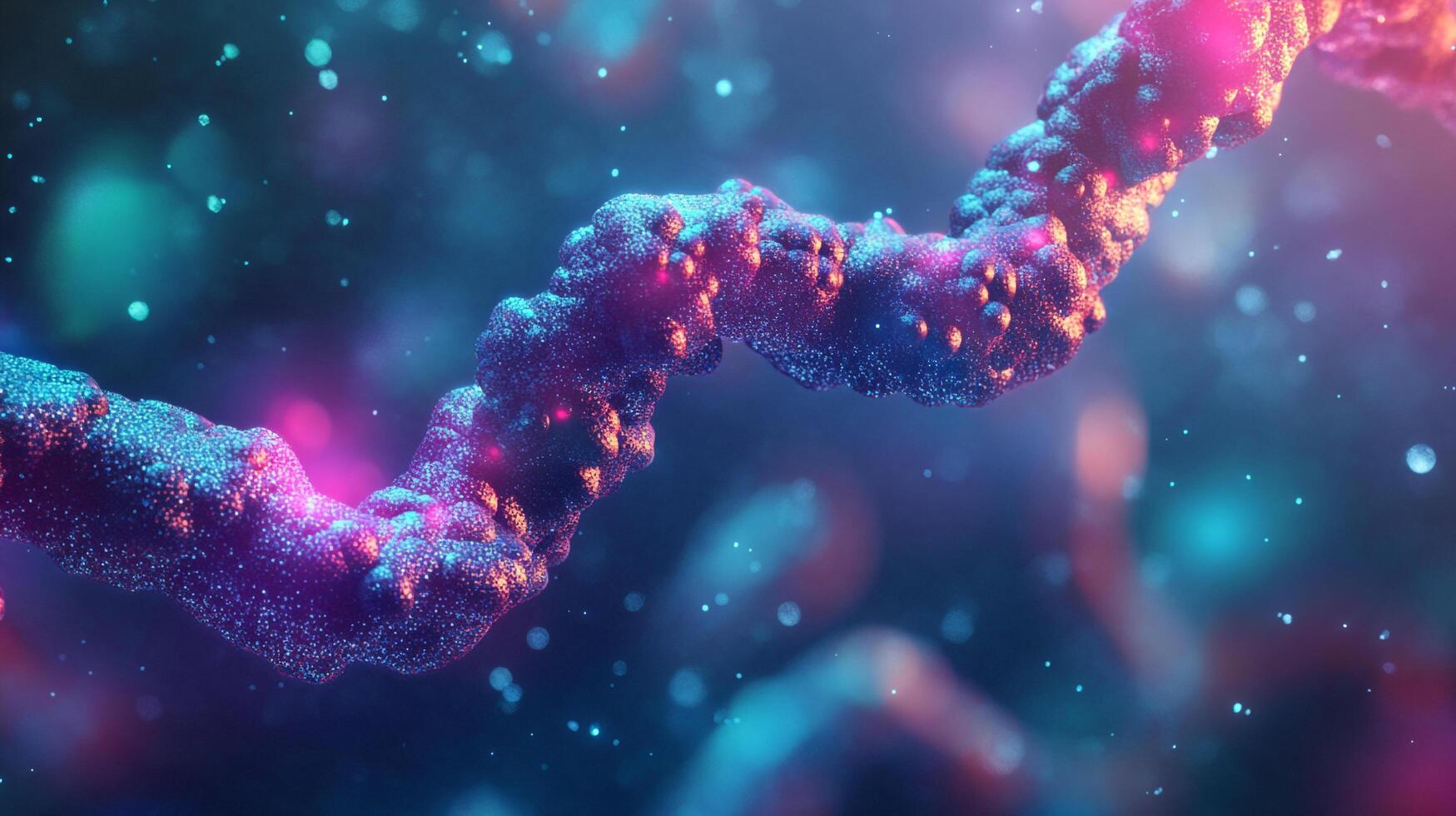 Abstract colorful molecular structure. Visualization of data, concept of future, sci-fi, network, medicine or genome. 122 chars photo