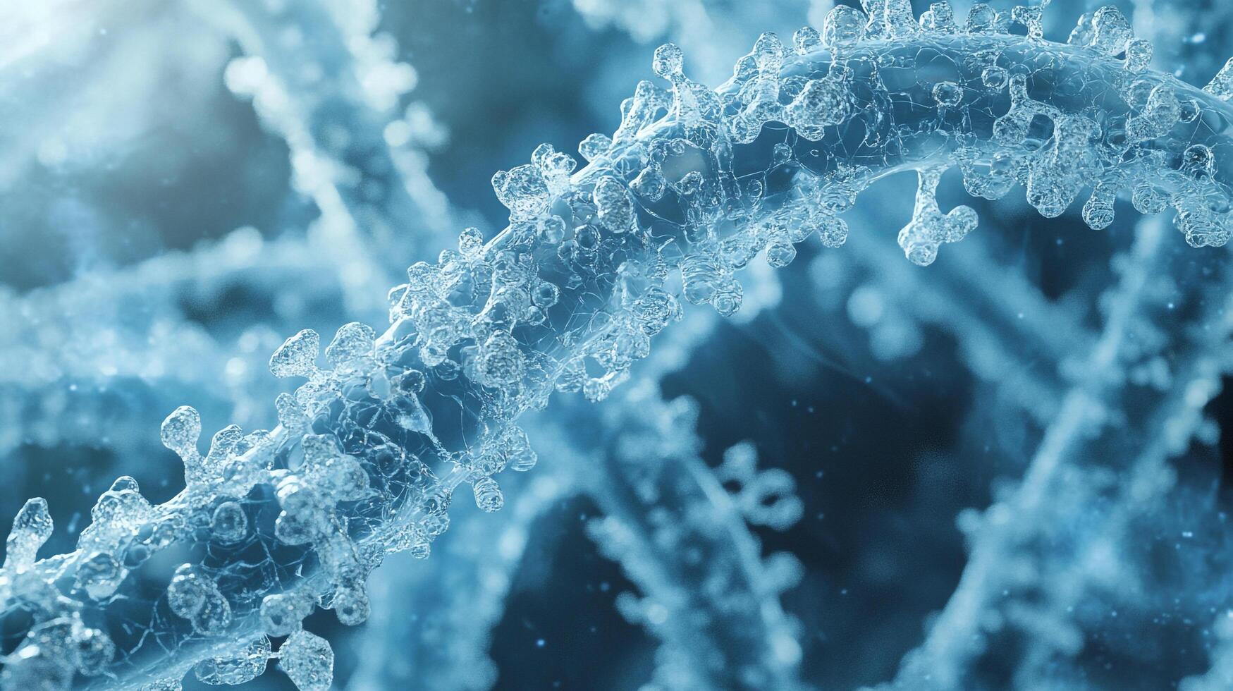 Abstract blue microscopic close-up captures intricate details, showcasing biological structure and depth. Serene, scientific imagery. photo
