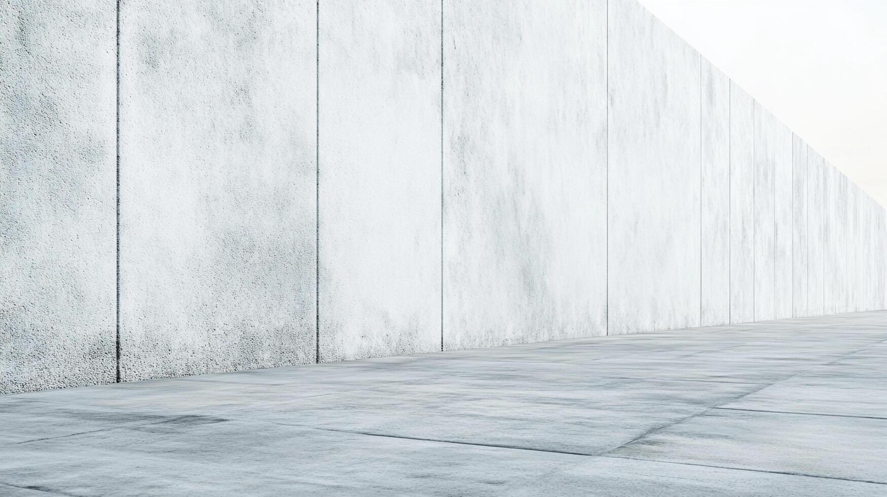Minimalist concrete wall and floor perspective. Clean architectural space with seamless textured surfaces and modern, austere design. photo
