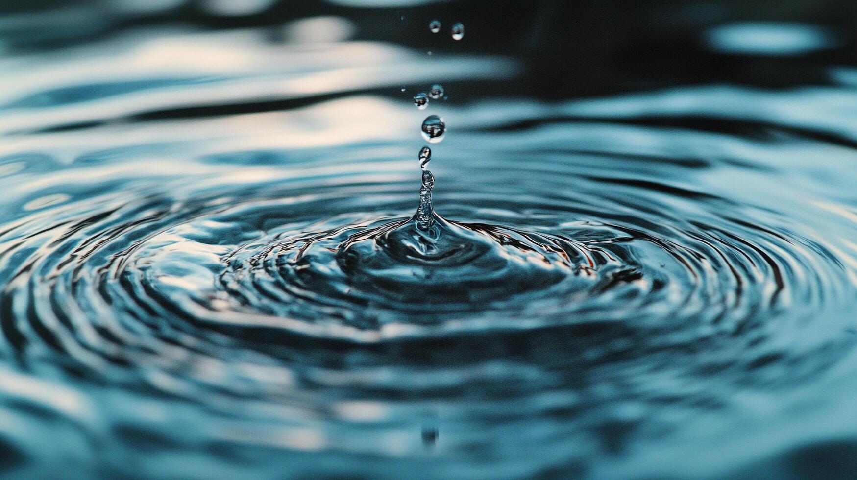 Water drop creating ripples. A mesmerizing moment of liquid meeting liquid, showcasing a perfect balance between motion and stillness. photo