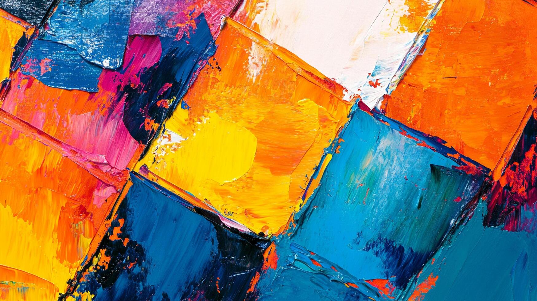 Abstract painting of bright squares of color. Dynamic and textured, creating a modern artistic feel. Great for backgrounds and designs. photo