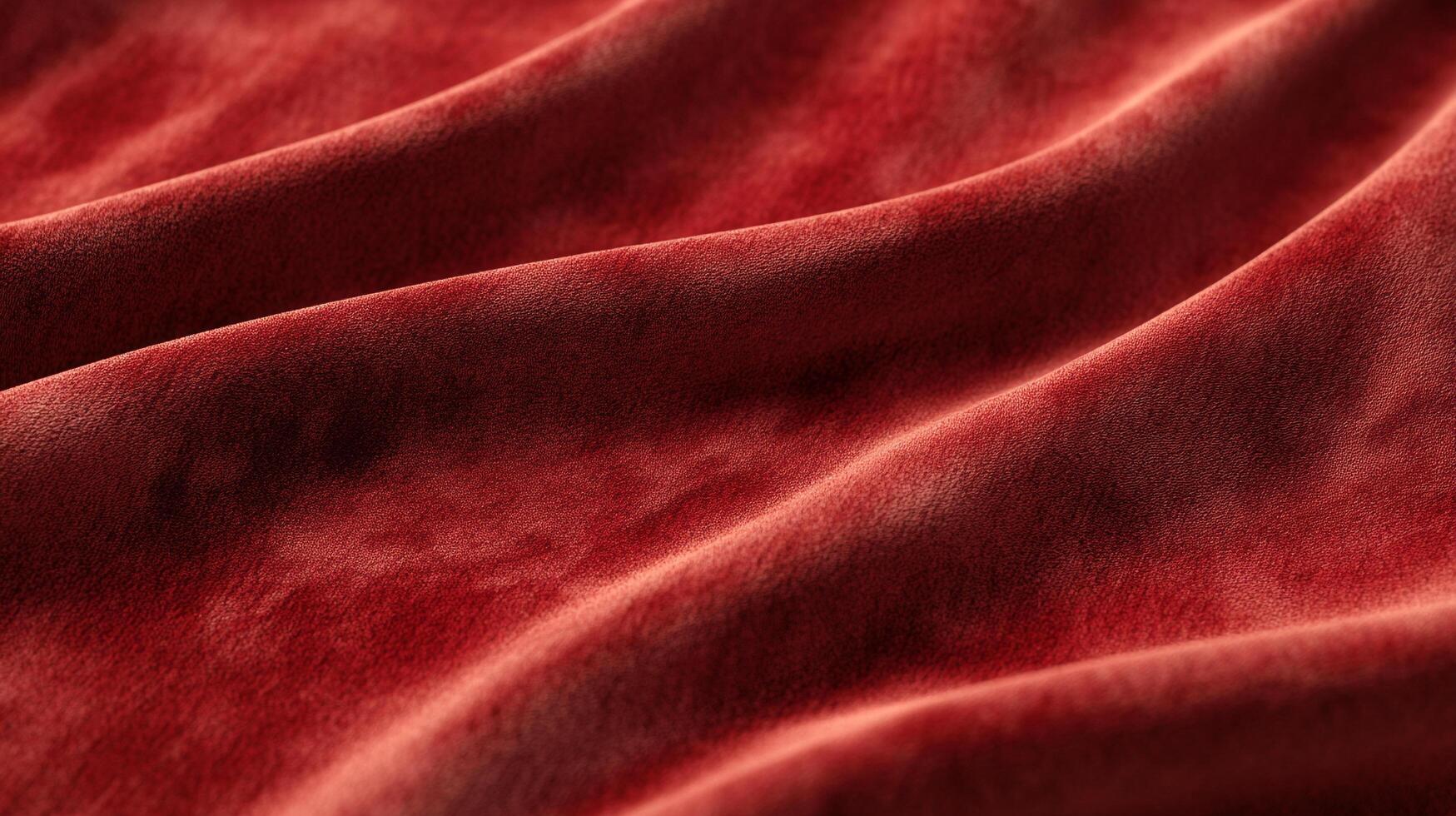 Deep Red Velvet Waves - A close-up showcasing the luxurious texture and rich color of flowing velvet fabric with soft, inviting folds. photo