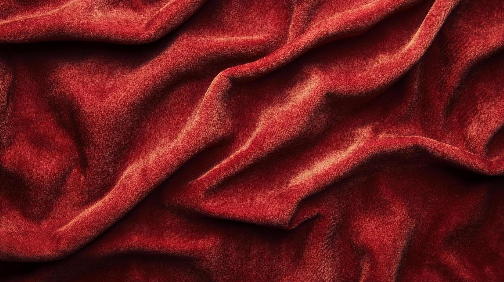 Crimson fabric drapes in soft folds, creating a luxurious texture with its rich color and gentle shadows. A cozy and inviting aesthetic. photo