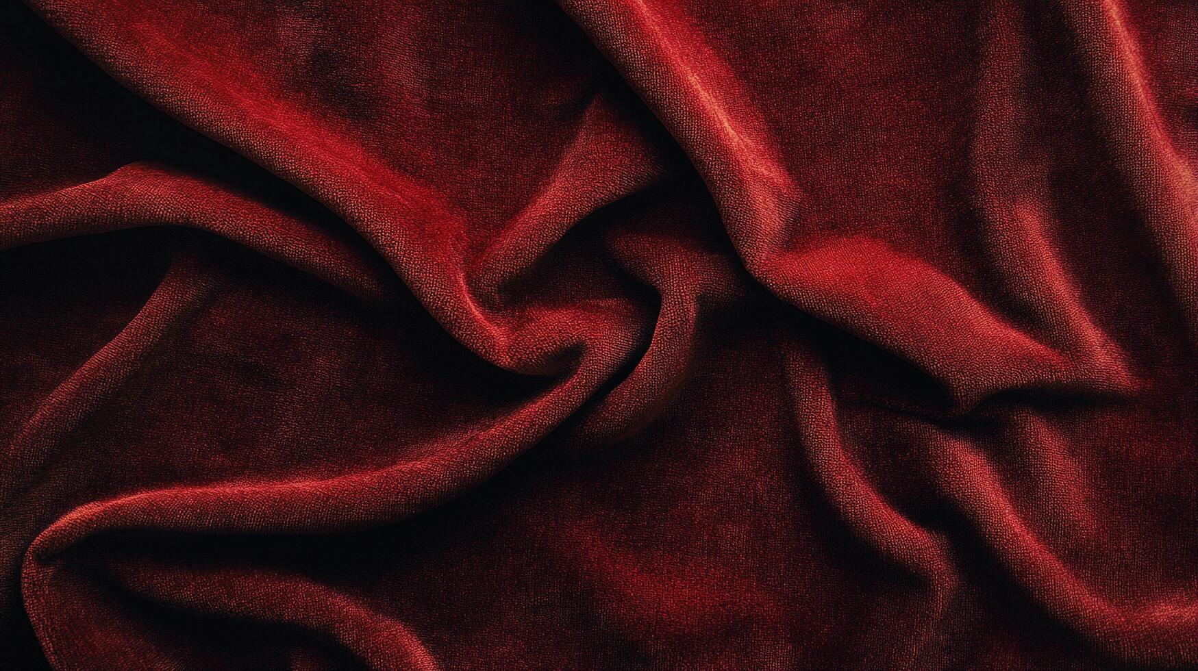 Deep red fabric with elegant folds, offering a luxurious texture and a rich, inviting feel. Perfect for sophisticated designs and comfort. photo