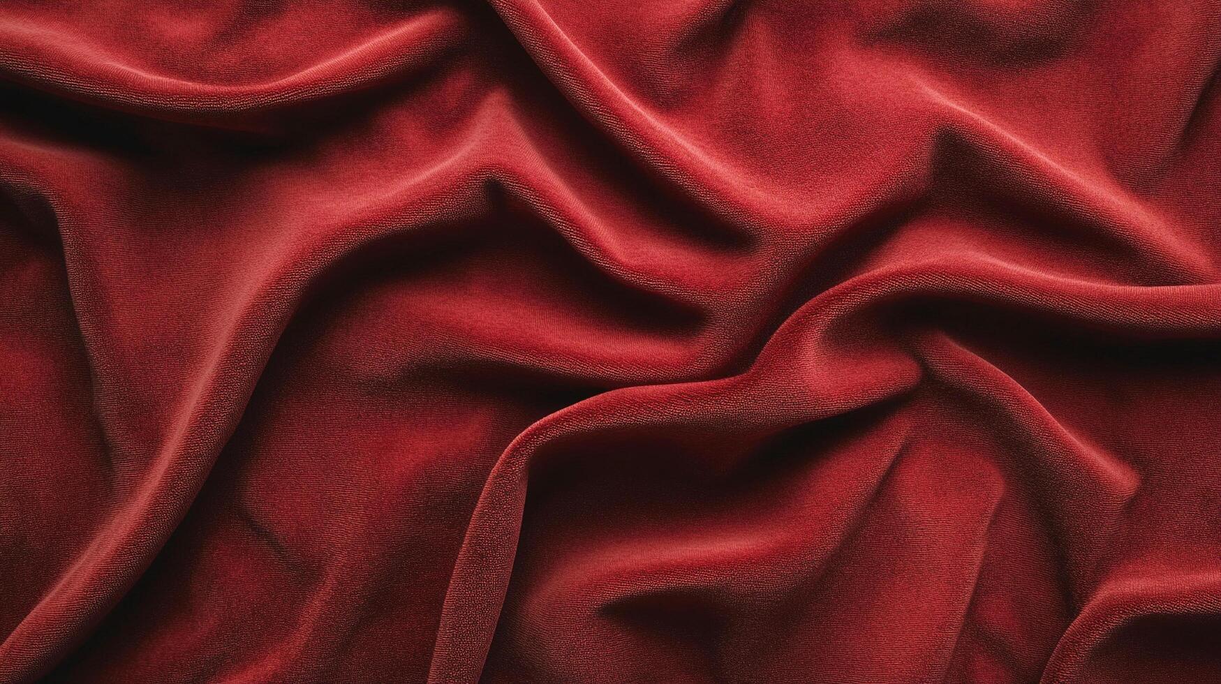 Elegant crimson fabric cascades in soft waves, creating a luxurious texture and rich visual depth, perfect for adding warmth and sophistication. photo