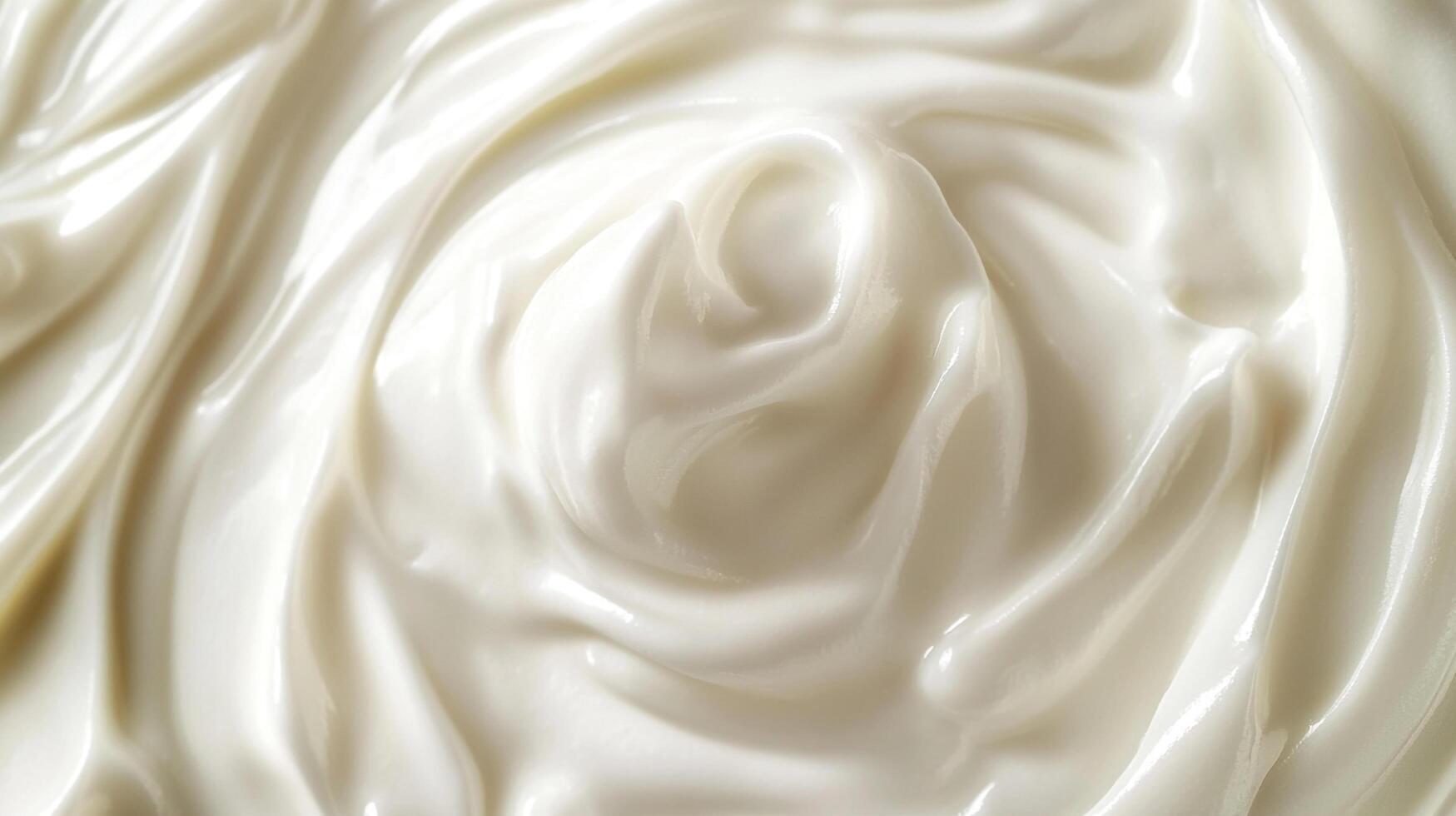 Close-up of smooth, swirled creamy material creating an interesting texture with light reflections and shadows, very appealing. photo