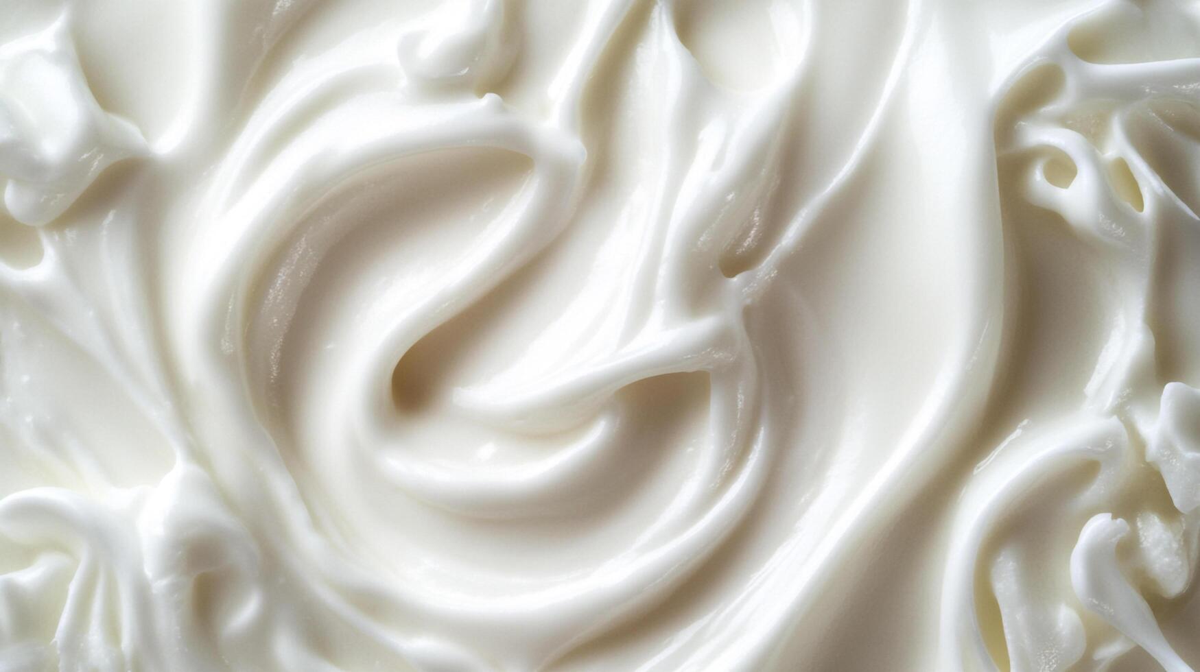 Close-up of thick, creamy white substance with swirling patterns. Smooth texture of creamy white filling like icing or frosting. photo