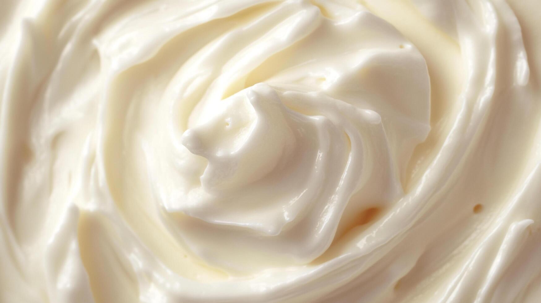 A luxurious swirl of thick, white cream fills the frame, its smooth texture catching the light in soft, inviting waves and patterns. photo