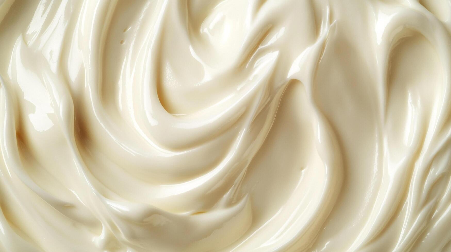 Closeup shot of a smooth, creamy, white substance that appears to be either thick sauce, frosting, or skincare cream. Glossy and rippled. photo