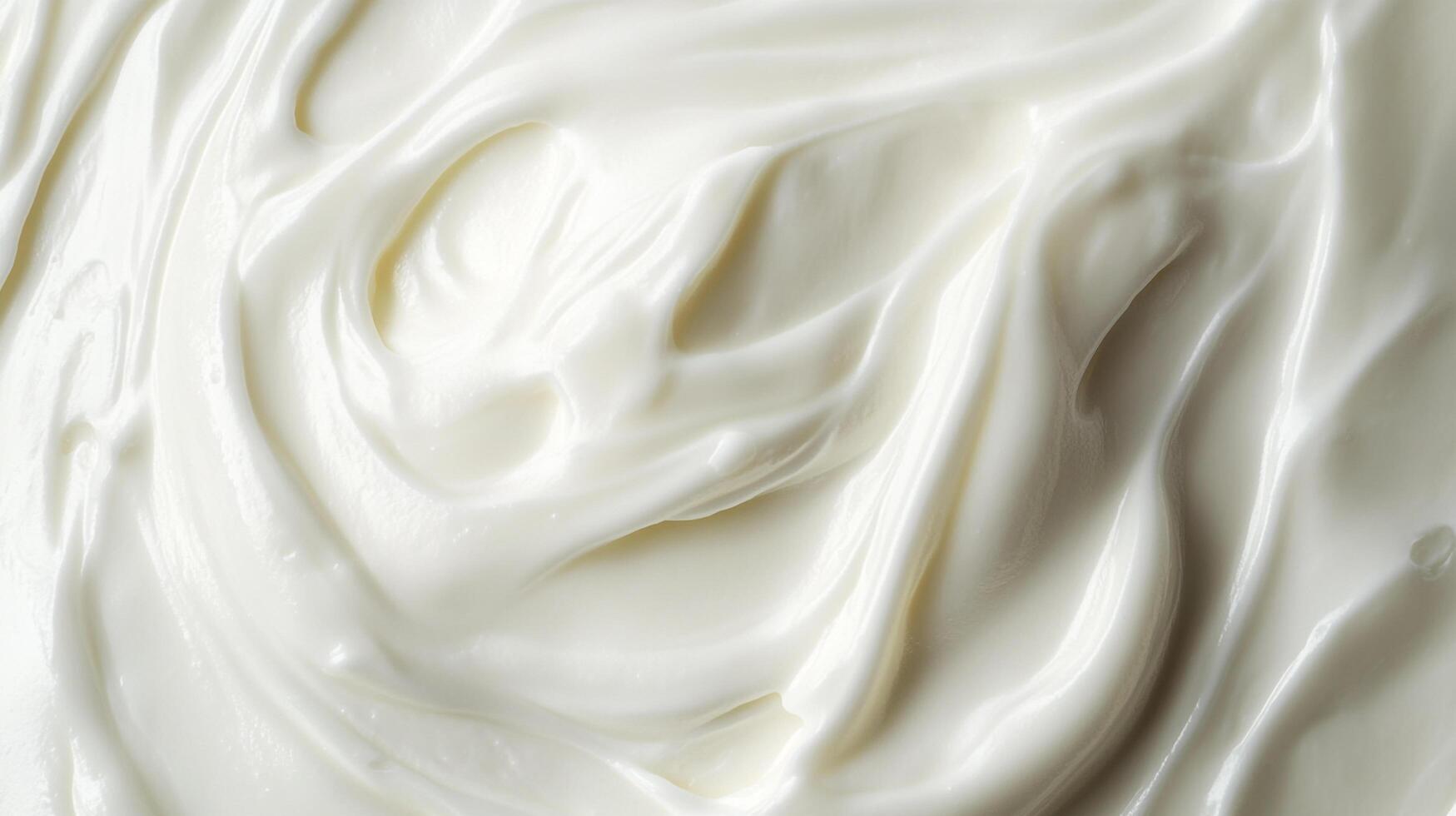 Creamy swirls of smooth, white dairy product create a visually appealing and luxurious texture. Perfect for food or cosmetic applications. photo