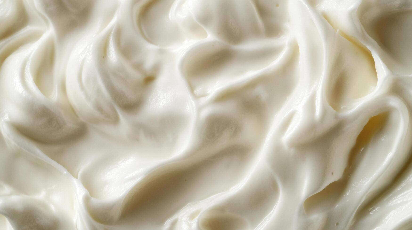 Swirling cream texture with a glossy finish creates abstract, dynamic patterns. Perfect for dessert or skincare background imagery. photo