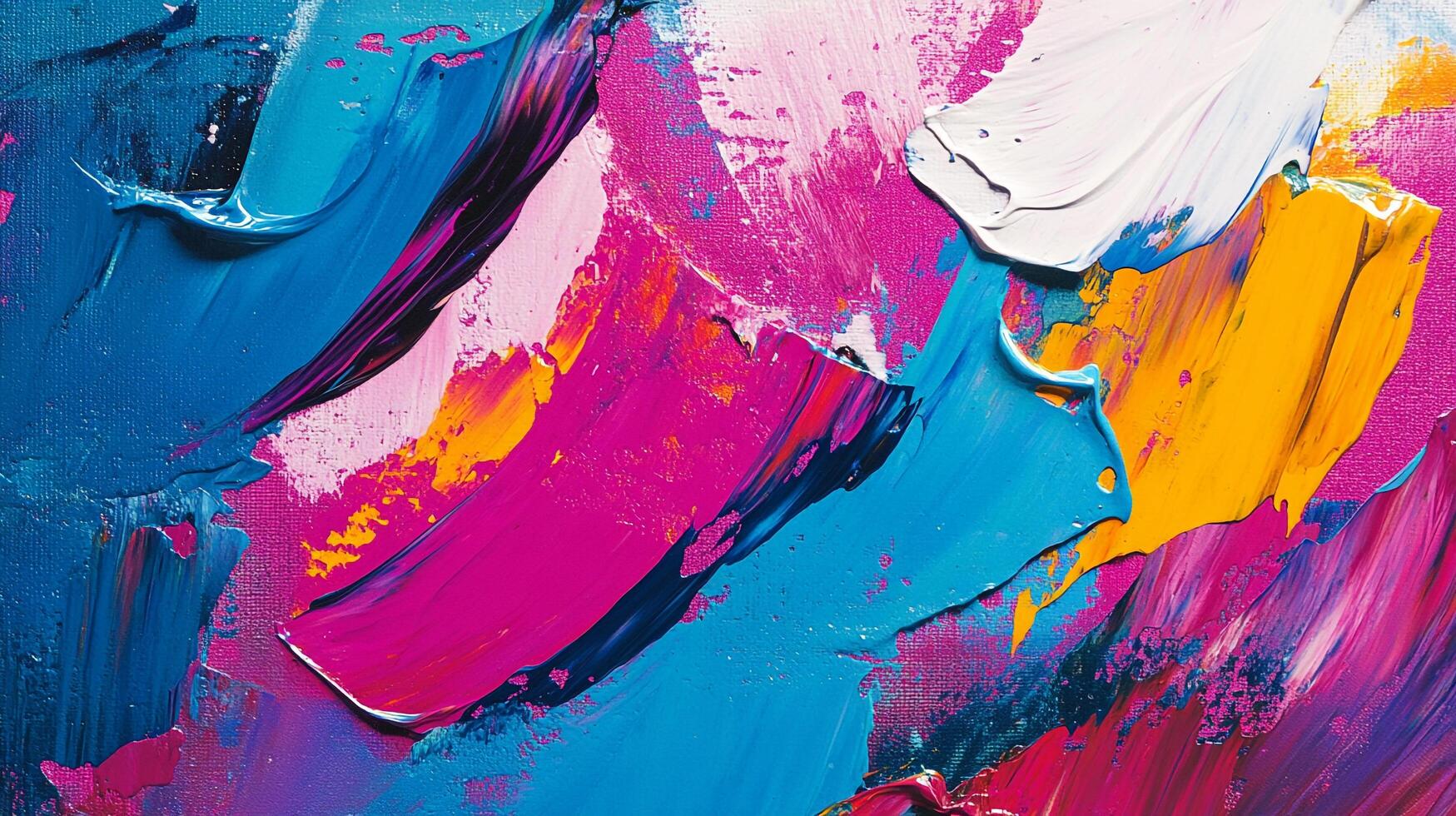 Vibrant hues coalesce in an abstract painting, a symphony of texture and color, capturing the eye with bold strokes and fluid movement. photo