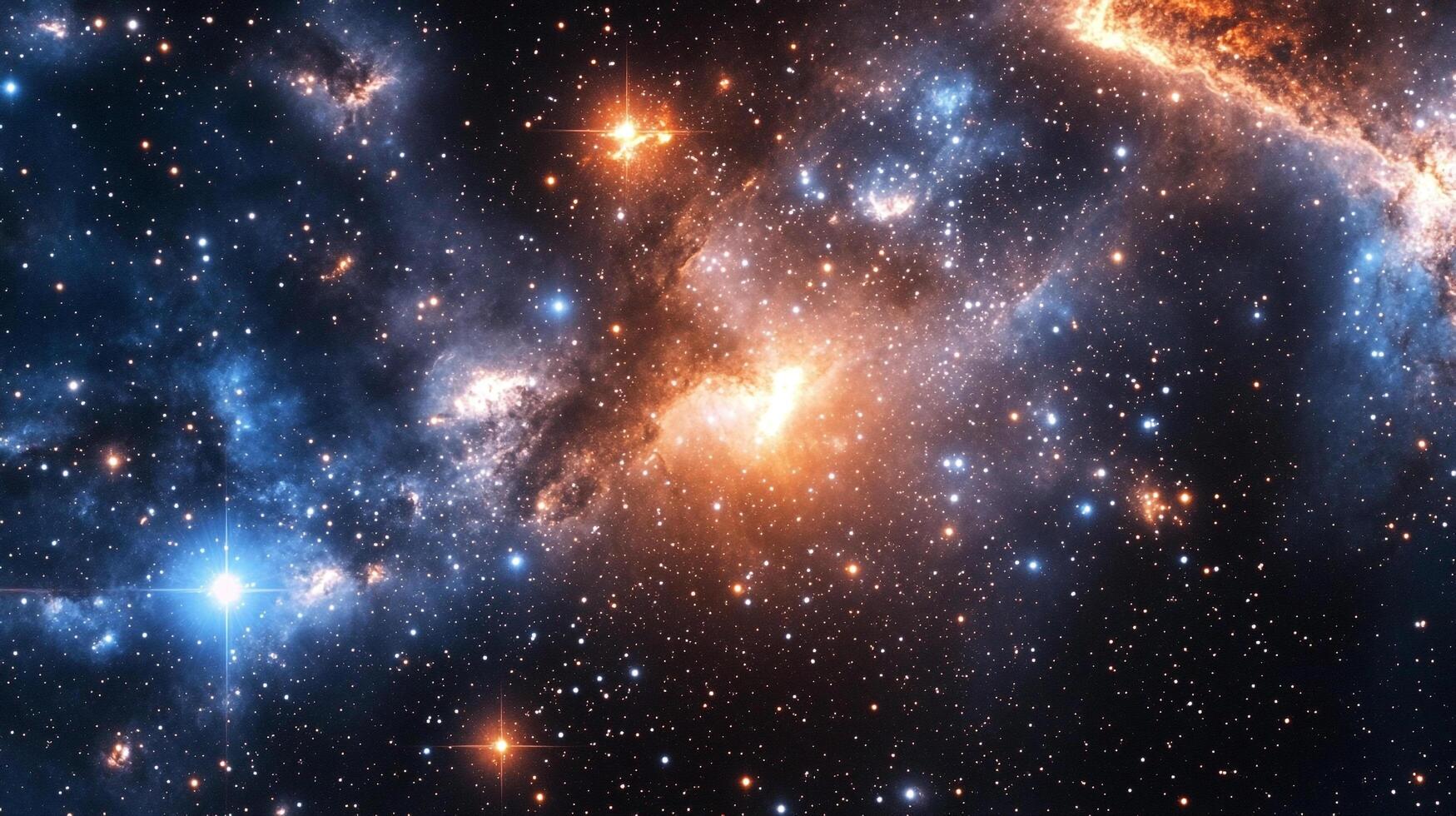 An awe-inspiring view of a distant galaxy. The nebula shows glowing interstellar dust, a beautiful cosmic ballet. The image is gorgeous. photo