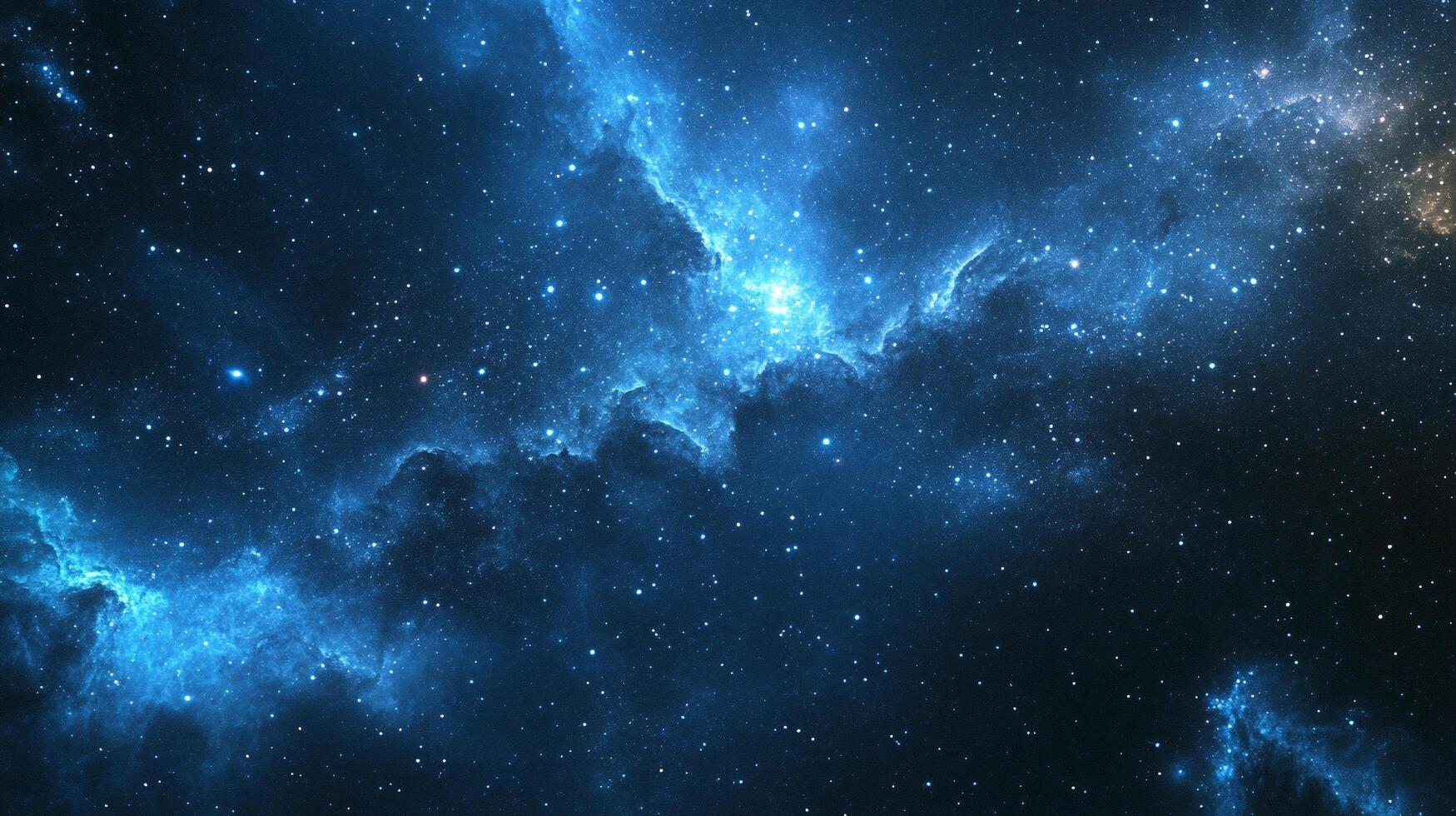 A mesmerizing view of a distant nebula, its ethereal blue glow painting a stunning backdrop of the cosmos, twinkling like a thousand stars. photo
