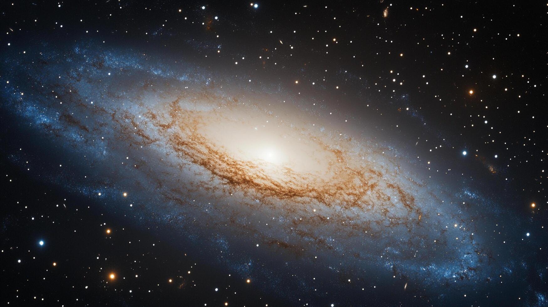 A distant galaxy's ethereal glow cuts through the inky void, a celestial symphony of light, dust and mystery, awe-inspiring scale. photo